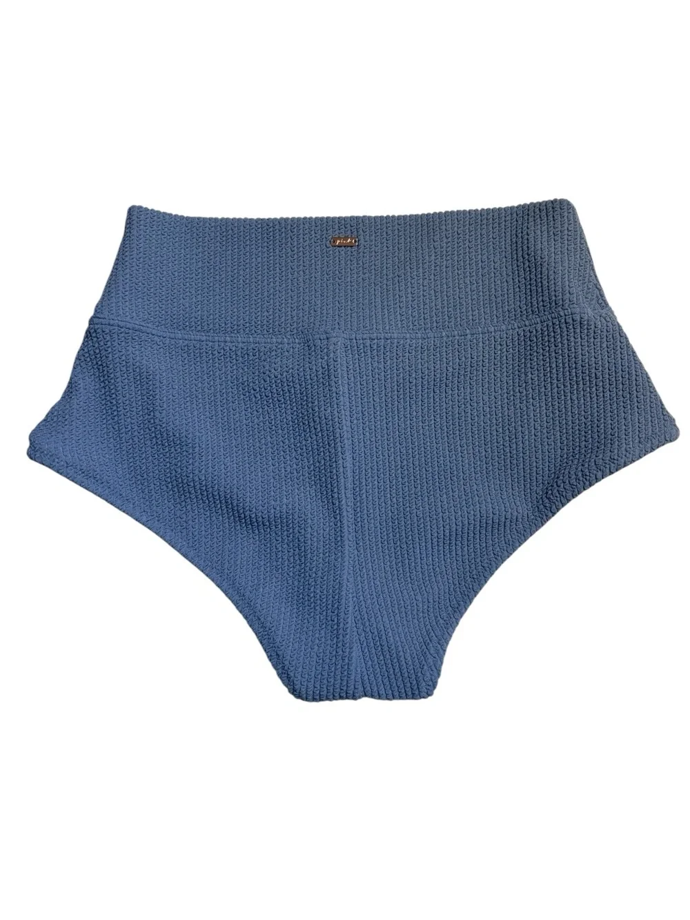 New PINK Victorias Secret Bikini Bottom Small Blue Crinkle Texture Cheeky Shorty